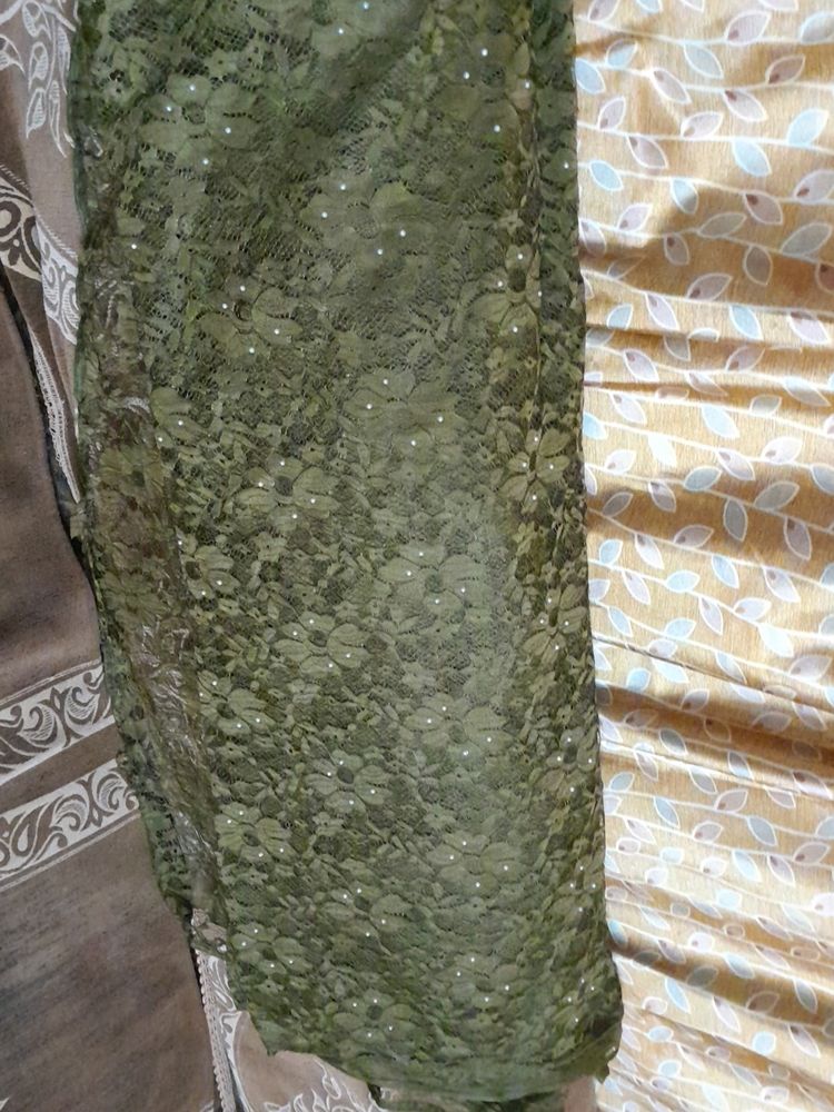 Green(brown) Colour Netted Saree