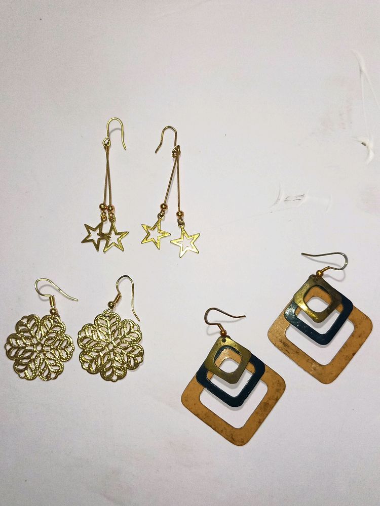 3 set golden earrings combo