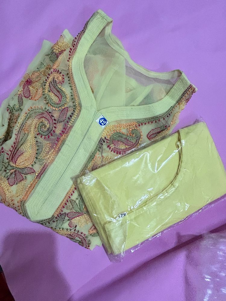 Yellow Chikenkari Kurta