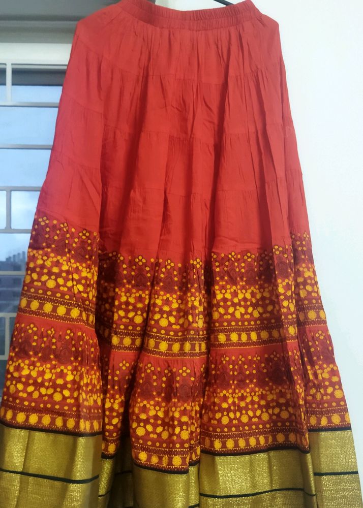 Red Color Skirt Along With Top