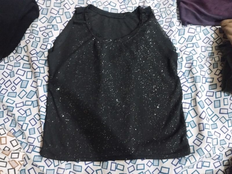 Sparkly Mesh Black Top