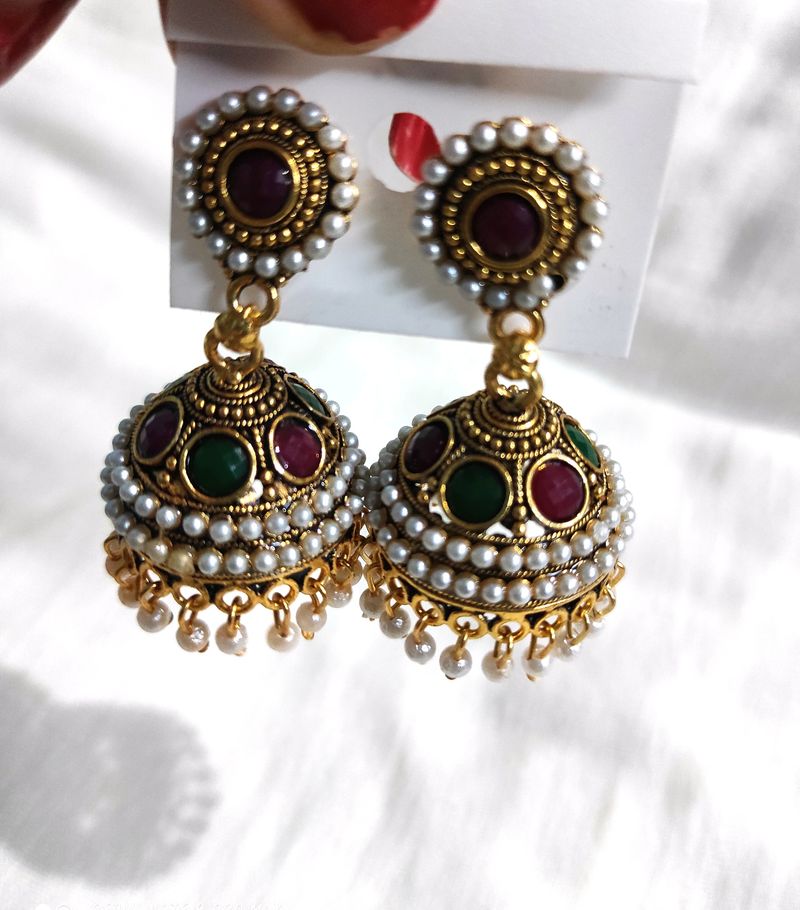 Oxidised Ethnic Earring