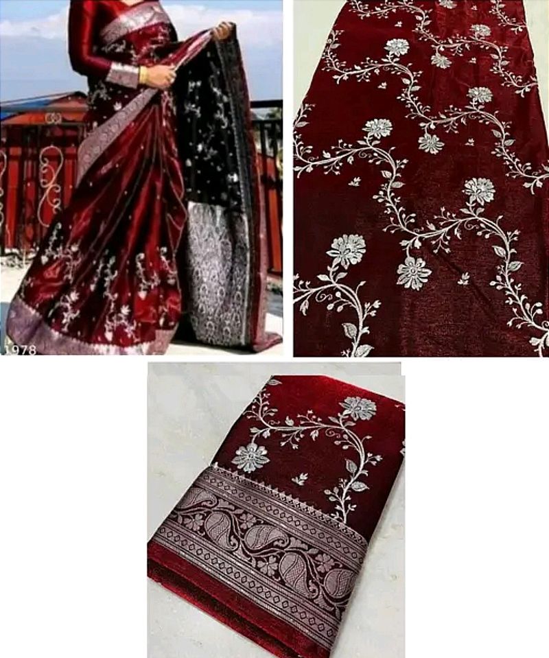 Banarasi Satin Silk Saree With Embroidery Work