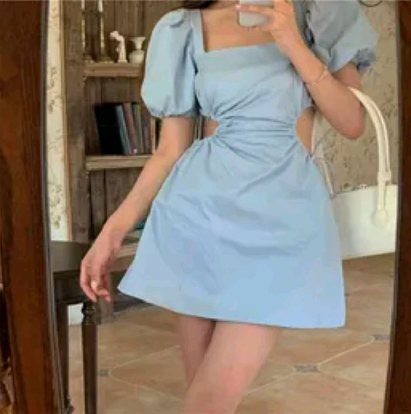 Blue Waist Cut Dress