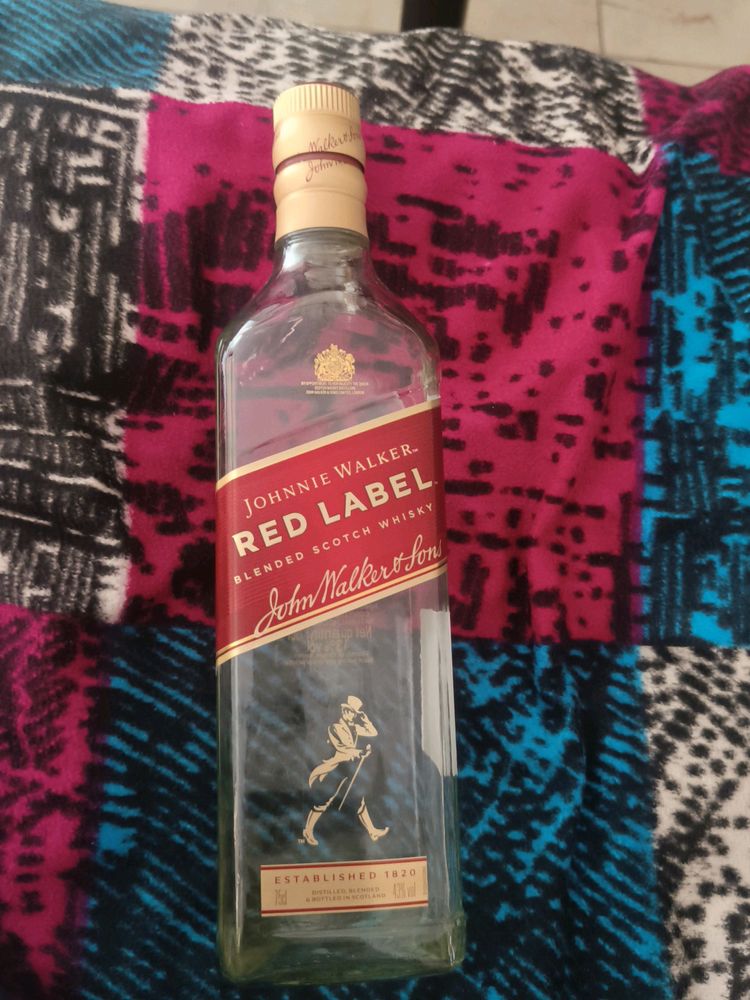 Red Label Empty Glass Bottle