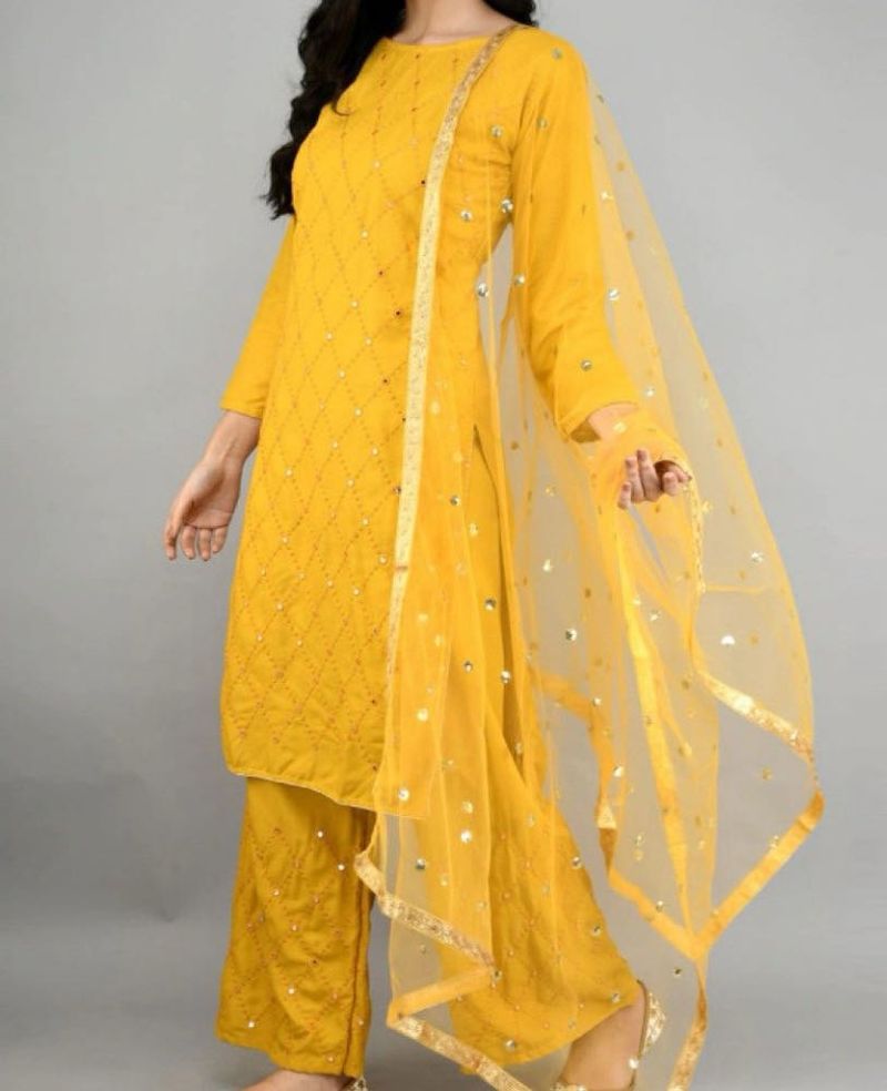 Women Viscose Rayon Kurta Palazzo Set