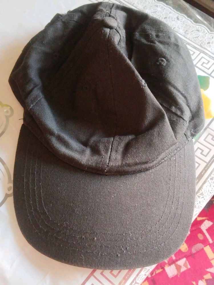 Plain Black Cap For Men