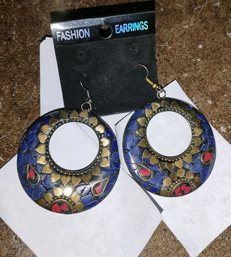 Metal Rajasthani Working Earrings