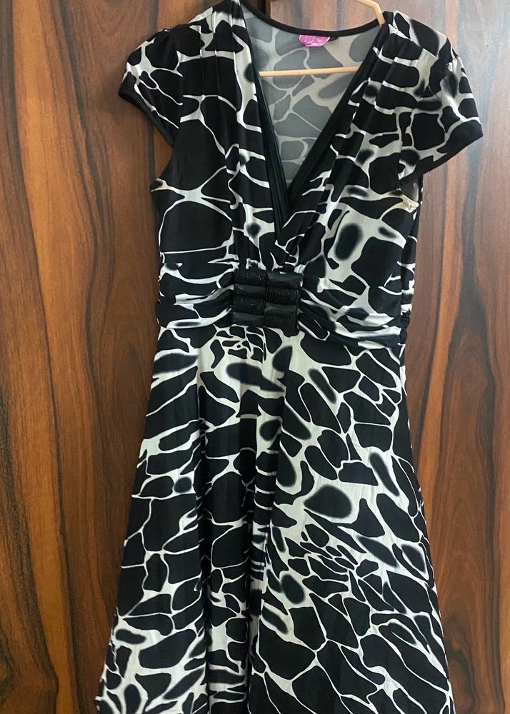 Zebra Print Flared Dress