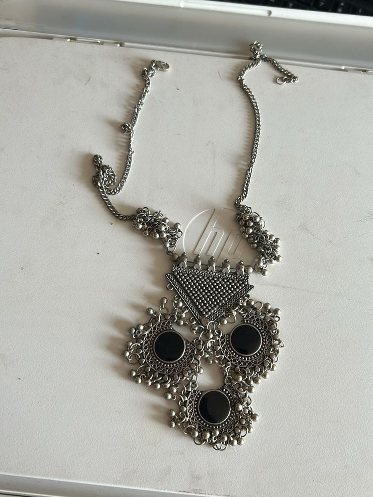 Oxidised Long Neck Piece