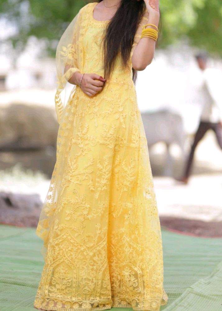 Yellow Anarkali Dress