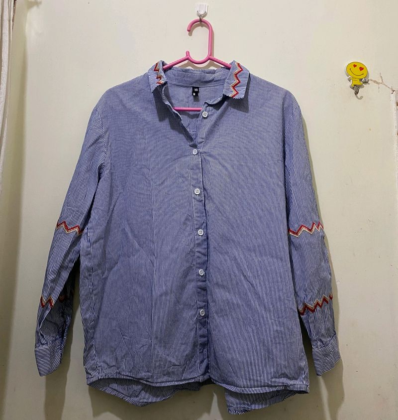 Embroidery Striped Shirt Fits 36-40