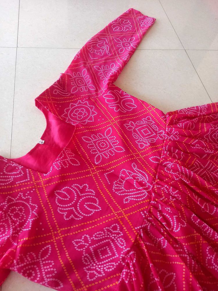 Pink Anarkali Type Long Kurti