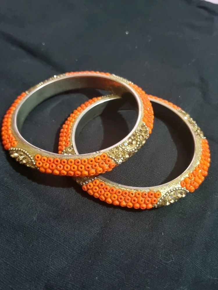 Orange Moti Bangles..ll