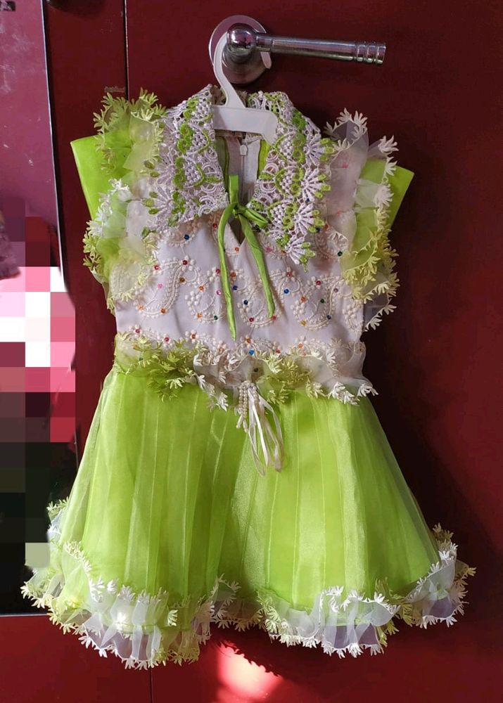 Bby Frock Green colour