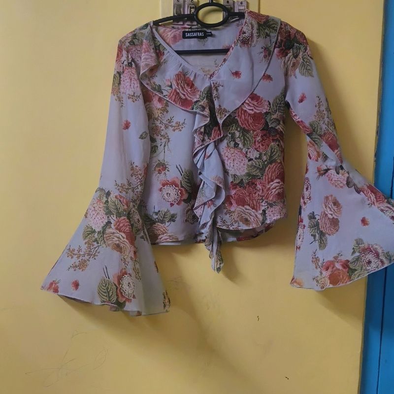 Casual Bell Sleeves Printed Women