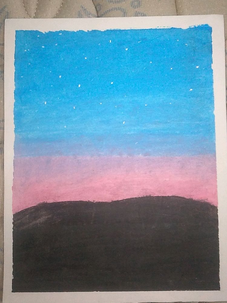 Sky Painting Made With Oil Pastels Of Evening