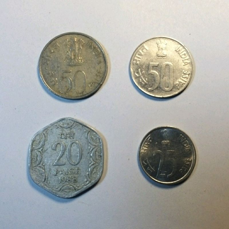 Old Indian Currency Coins 50p 25p 20p