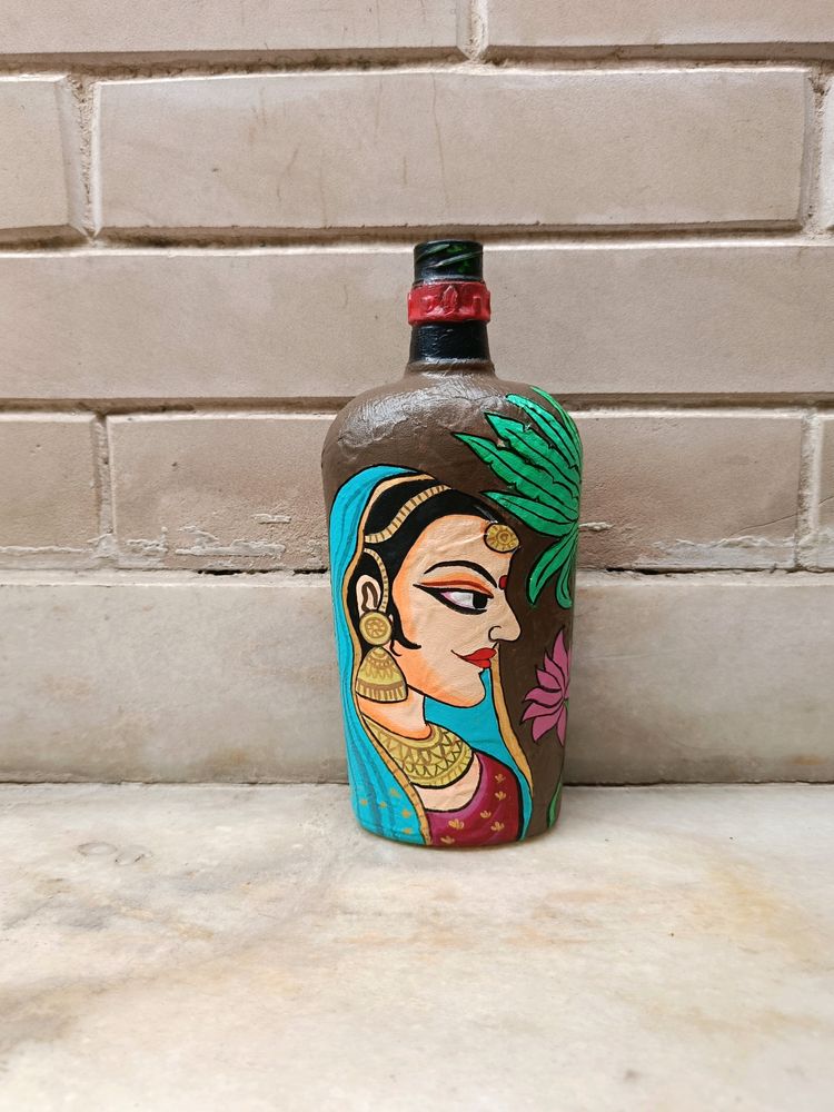 Handpainted Indian Art On Bottle