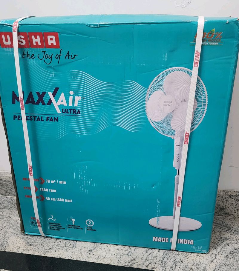 Usha Maxx Air Ultra 400mm Pedestal Fan(Light Blue)