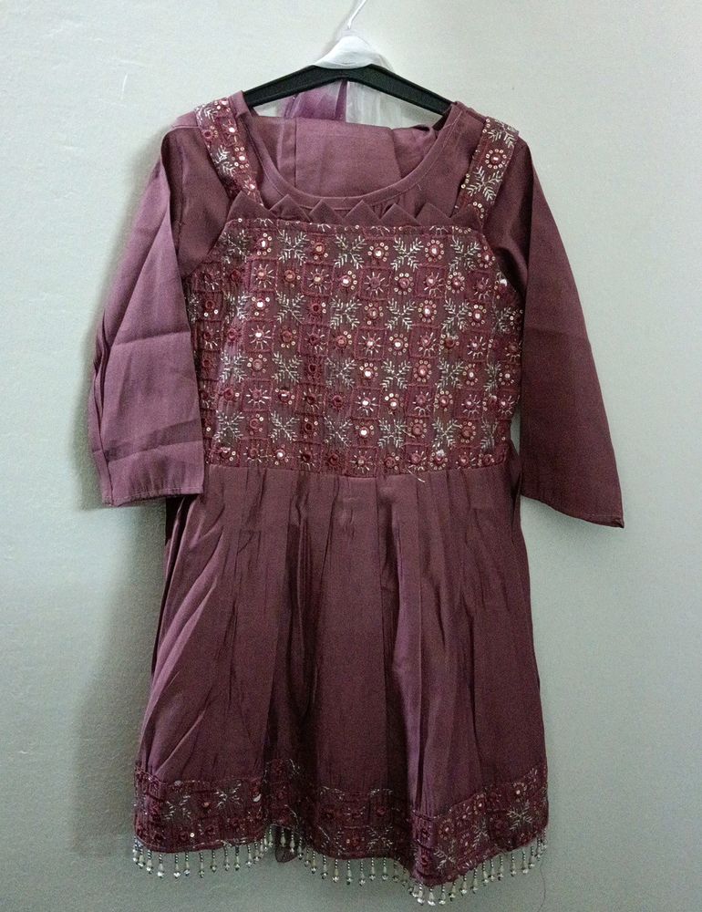 Party Wear Kids Kurti With Salwar And Duppata