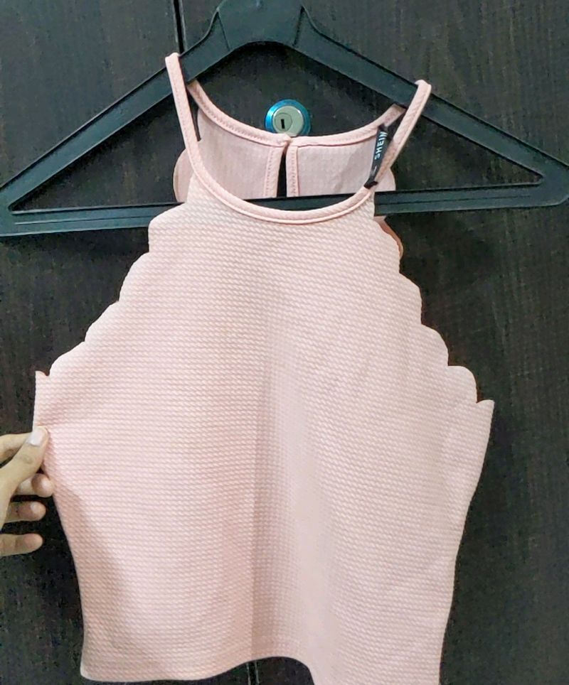 Casual Baby Pink Shein Crop Top