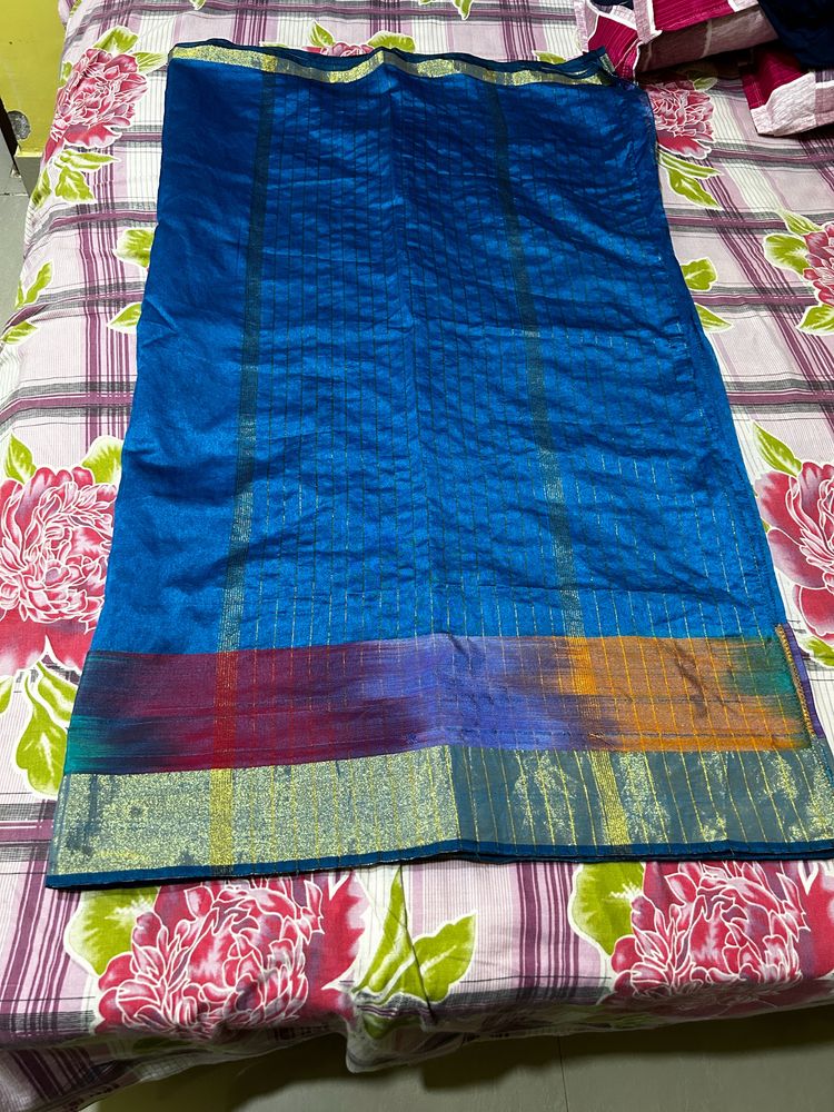 Beautiful Peacock Blue Saree