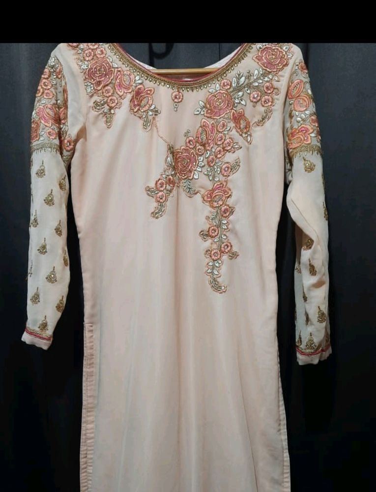 Peach Embroidery Kurta