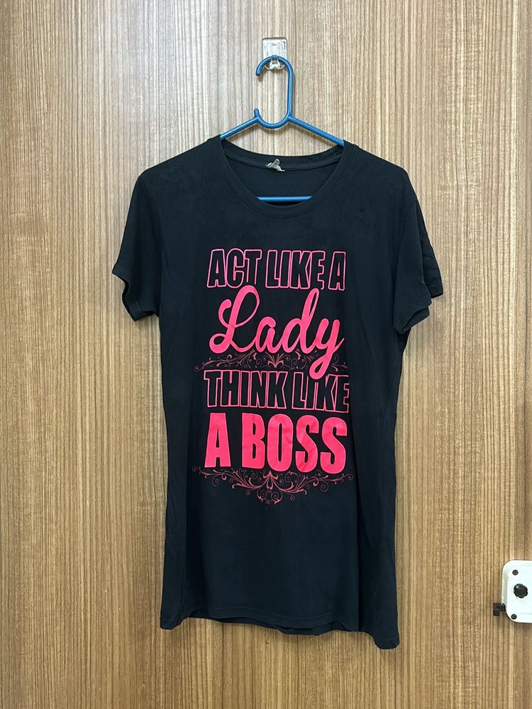 Quoted T-shirt In Black And Pink