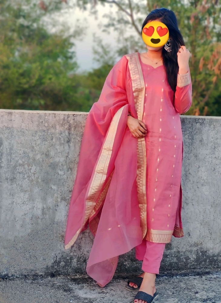 Organza Kurta Pants And Dupatta