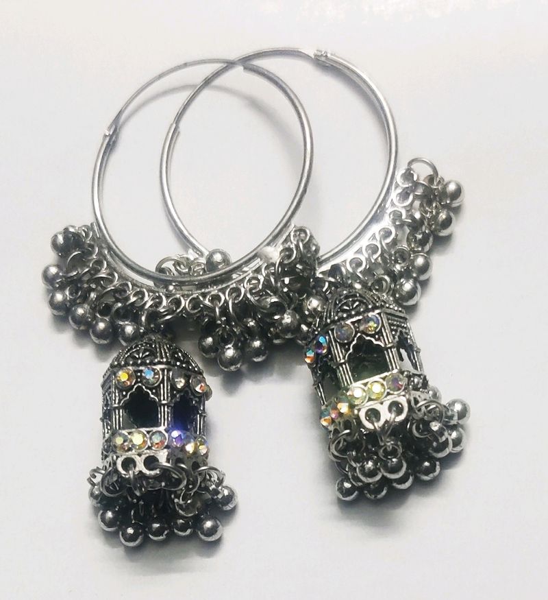 Silver Jhumkas