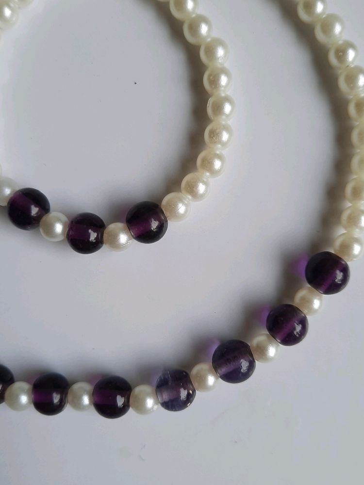 Combo Of 3 Purple Stones And Pearls Set