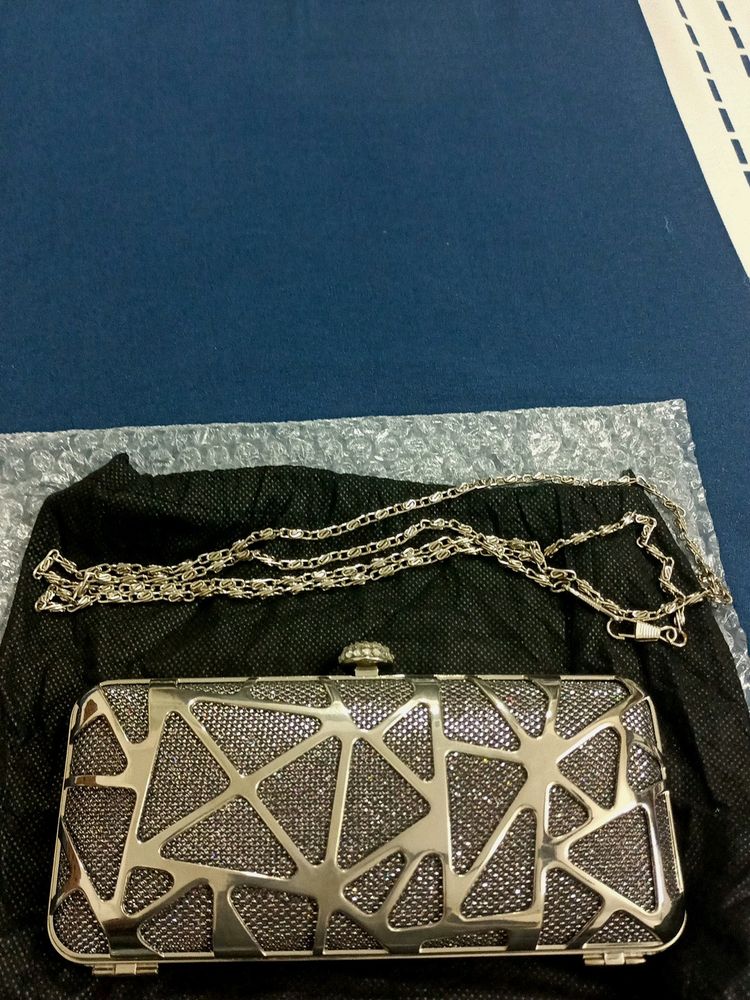 Beautiful Silver Grey Clutch For Party Wear Its Lo