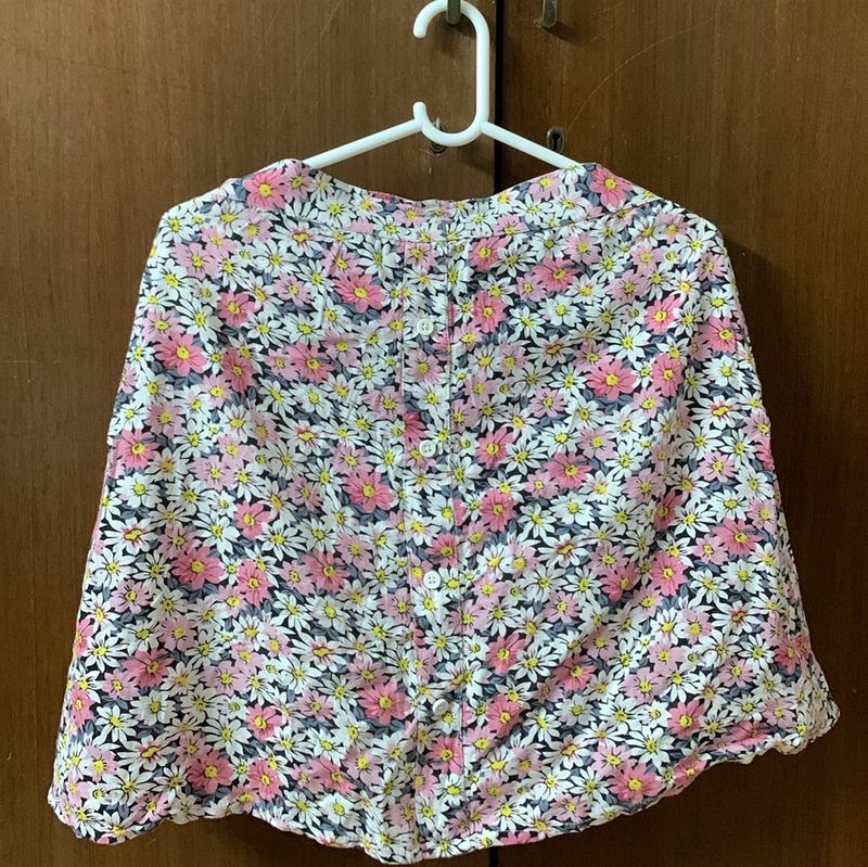 Printed Pink Cotton Skirt For Woman