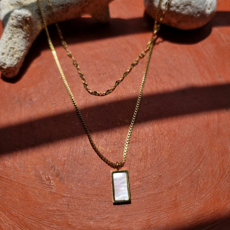 MOP Framed Double Layer Necklace