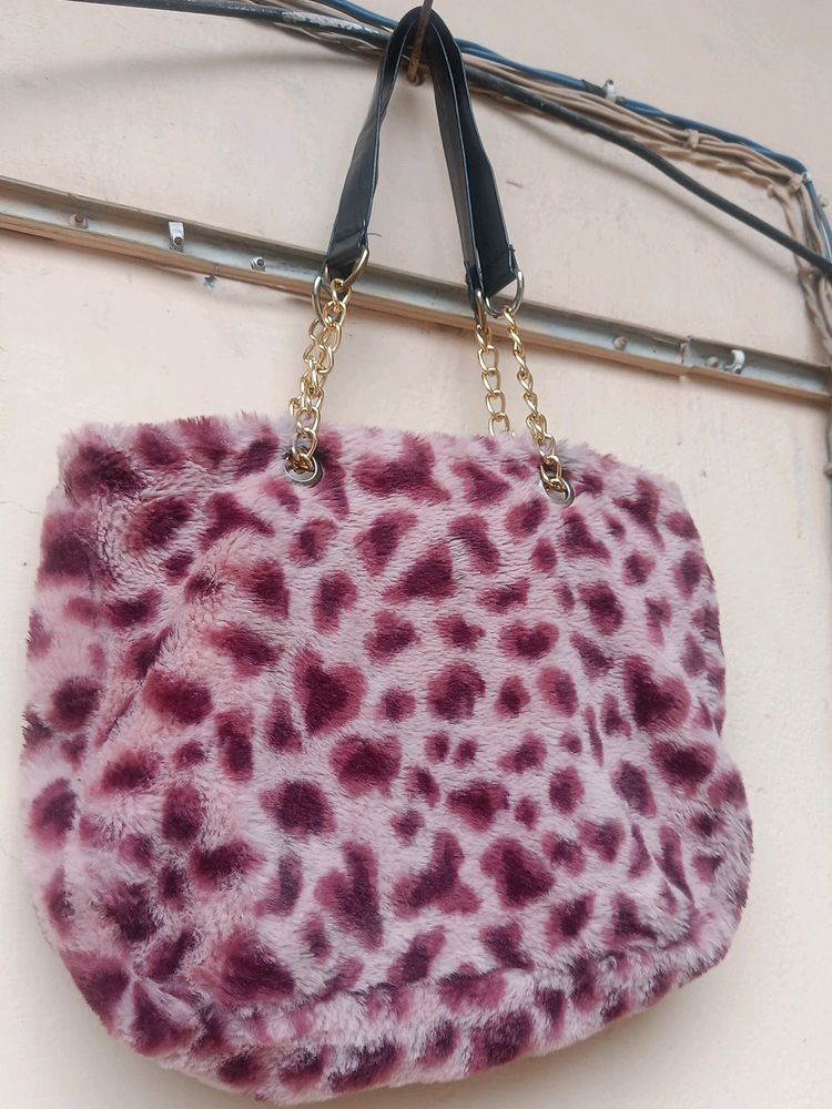 Leopard Print Bag In Pink Colour