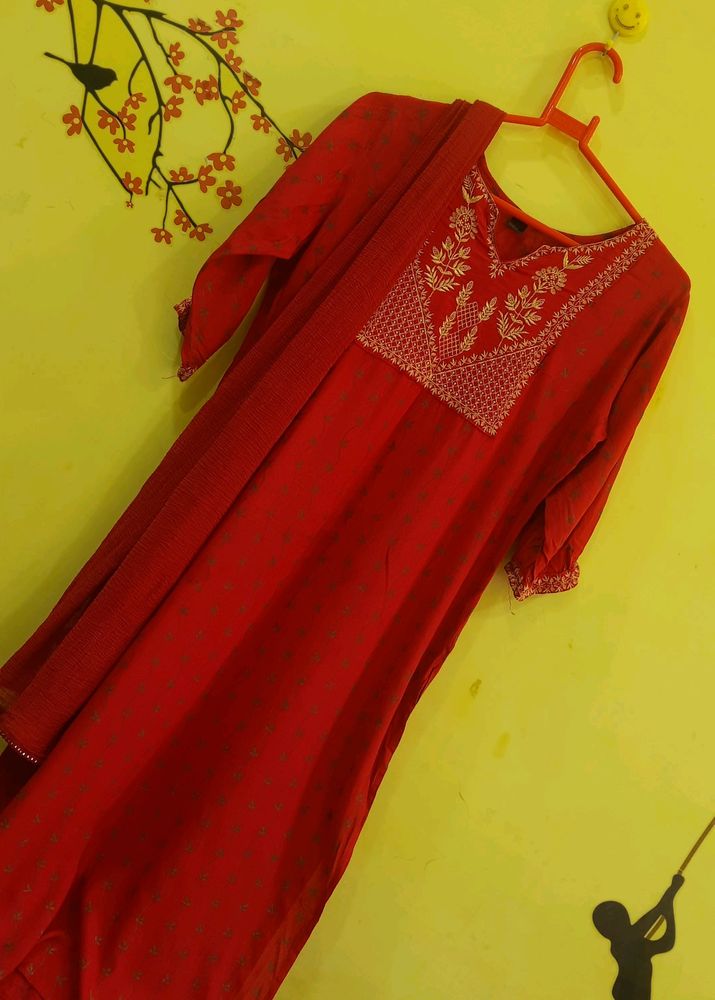 Red Kurta With Dupatta♥️