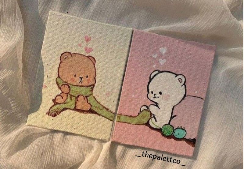 Set Of 2 mini Canvas Couple Painting3