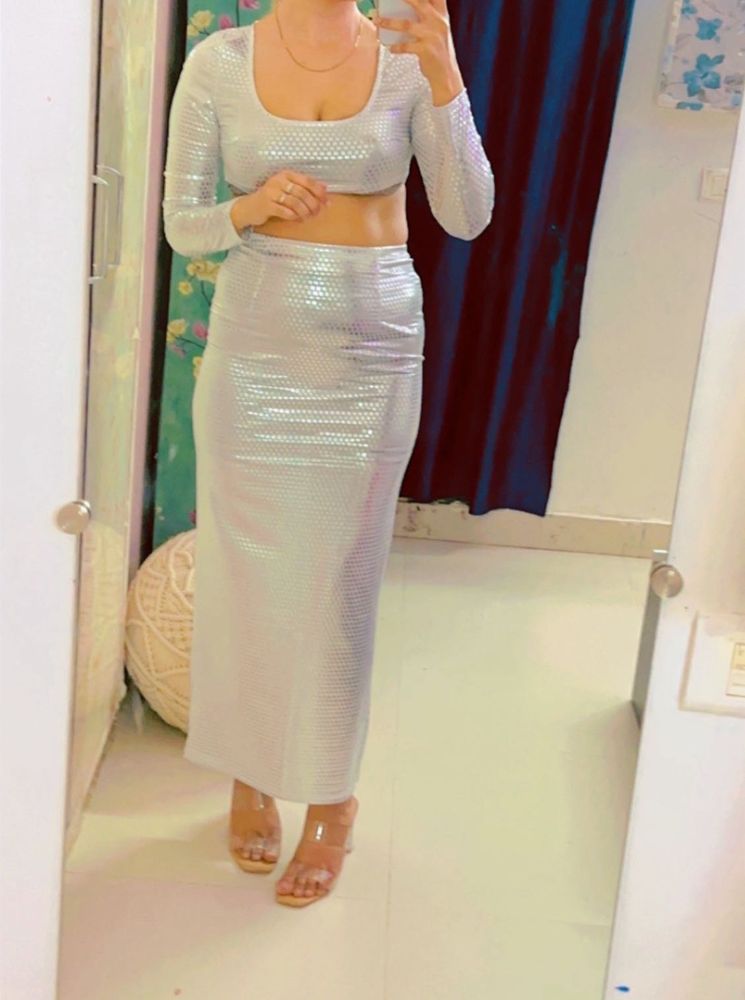 Co Ord Silver Skirt Dress