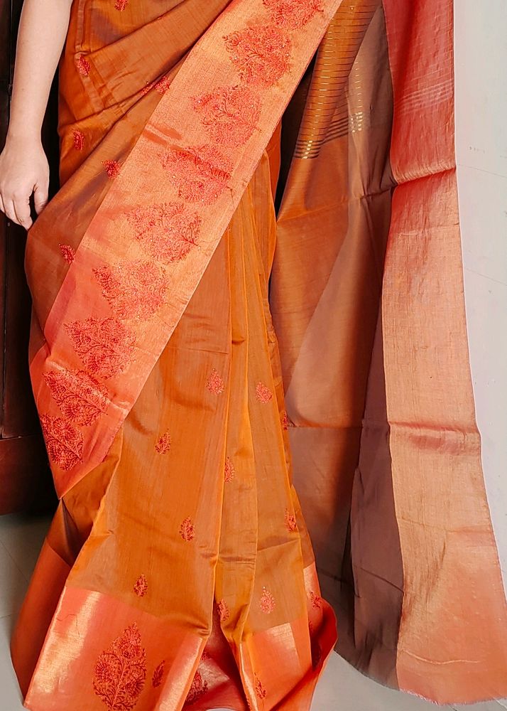 Beautiful Dual Shade embroidery function Saree