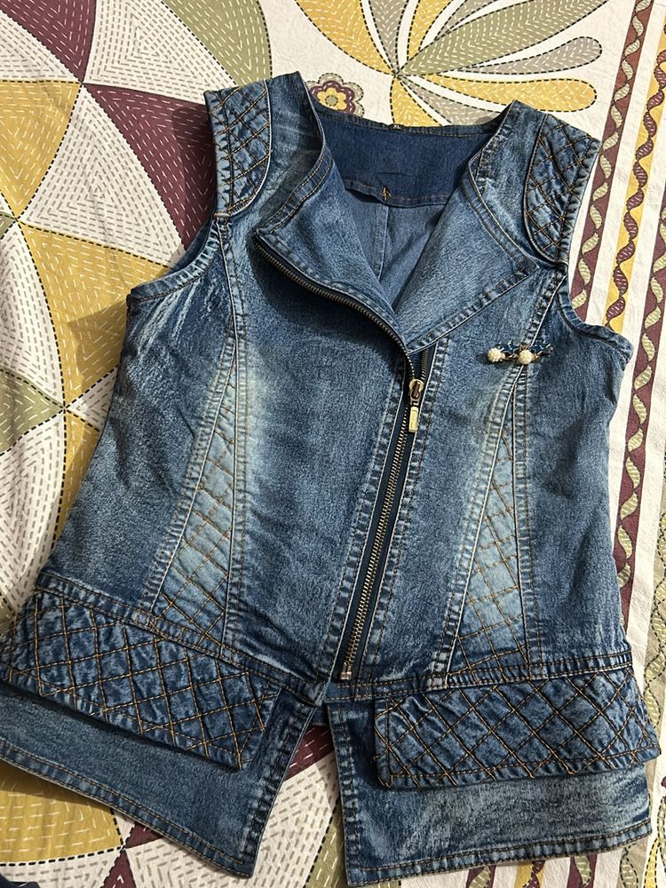 Denim Sleeveless Jacket