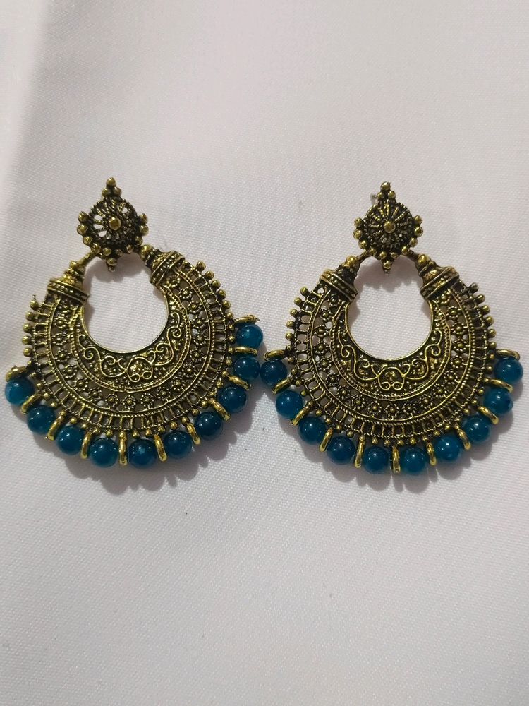 Golden and  Blue Earings