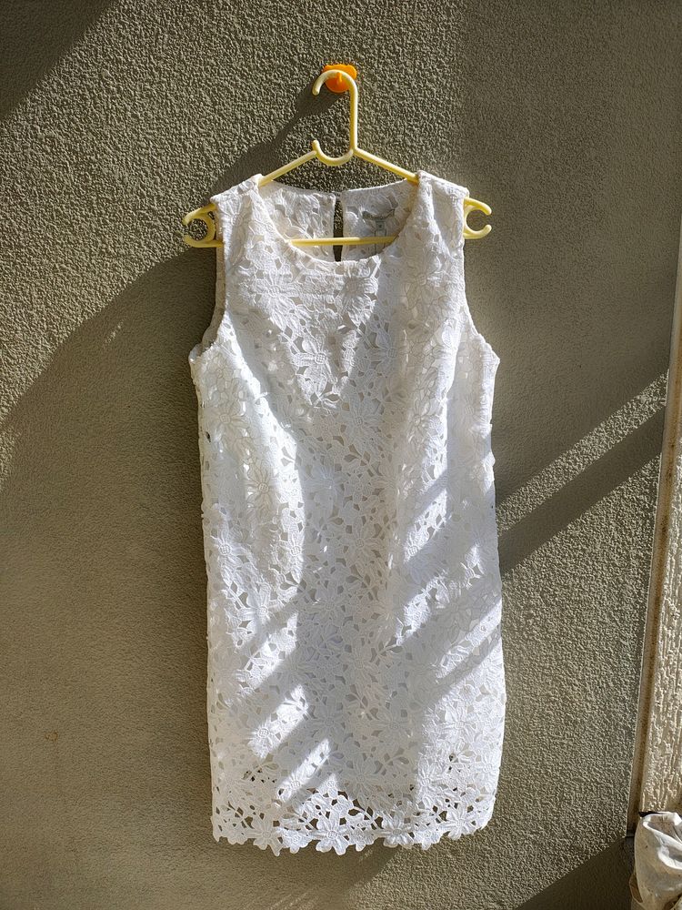 White Lace Shift Dress