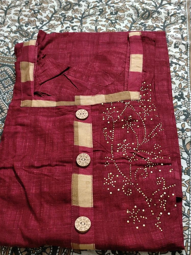 Pure Cotton Siroski Work Patiala Suit