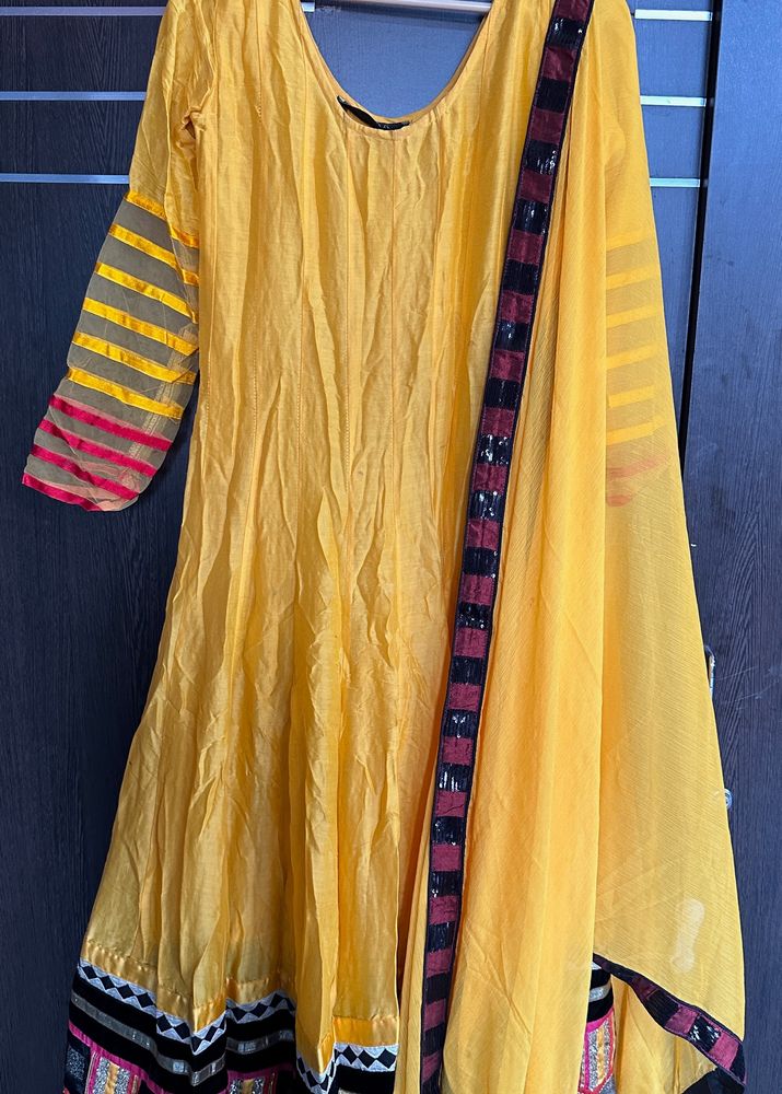 Yellow Anarkali Dress With Dupatta