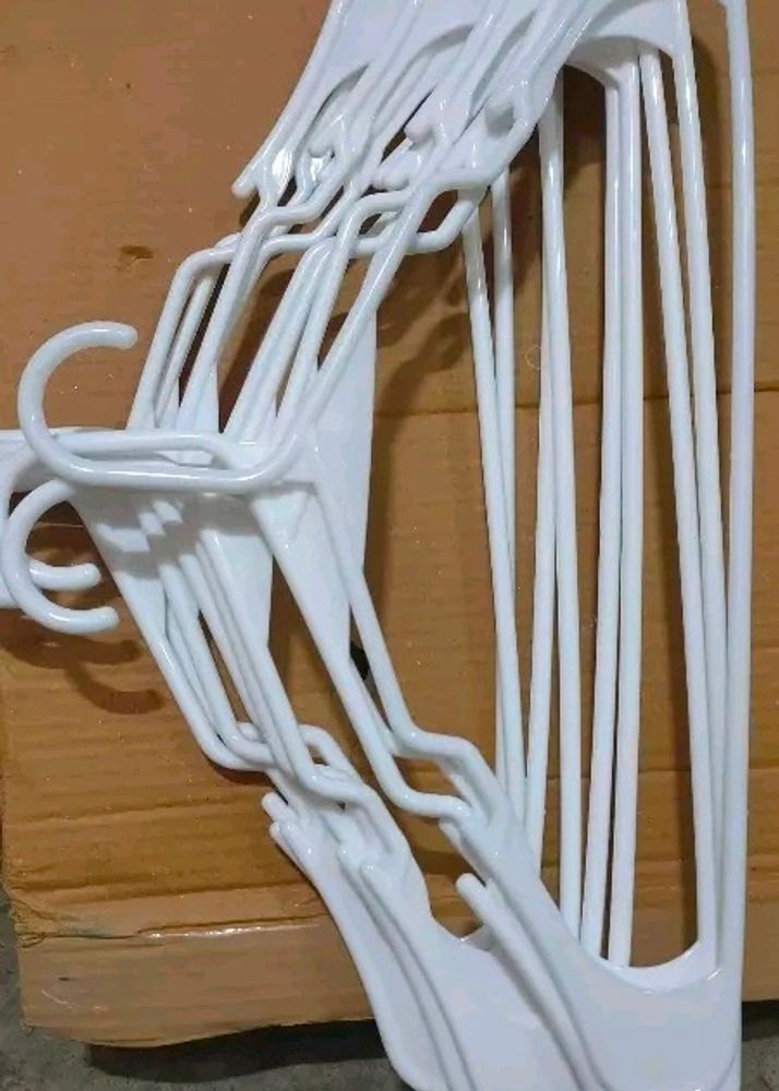 Plastic Cloth Hangers Set Of 12 White