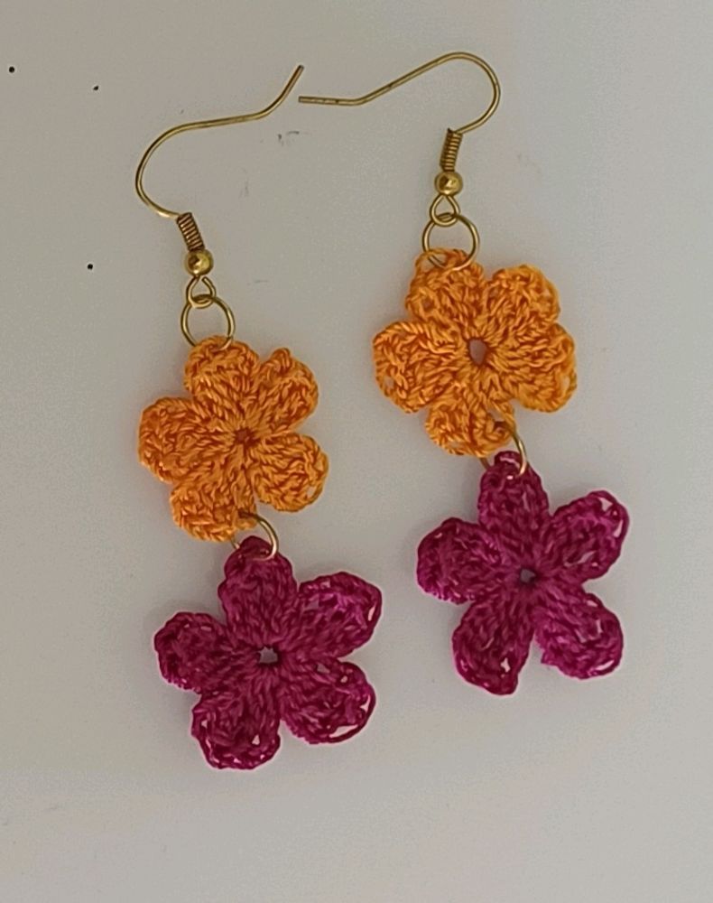 Yello Pink Flower Earrings