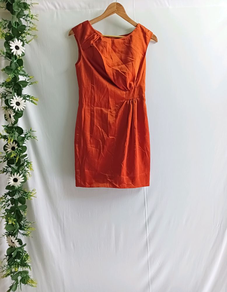 Orange Silk Cocktail Dress