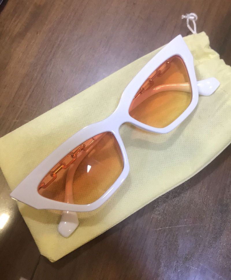 White Sunglasses With Peachish Orange Shade