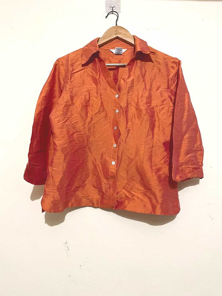 Silk Imported Orange Shirt By SLB